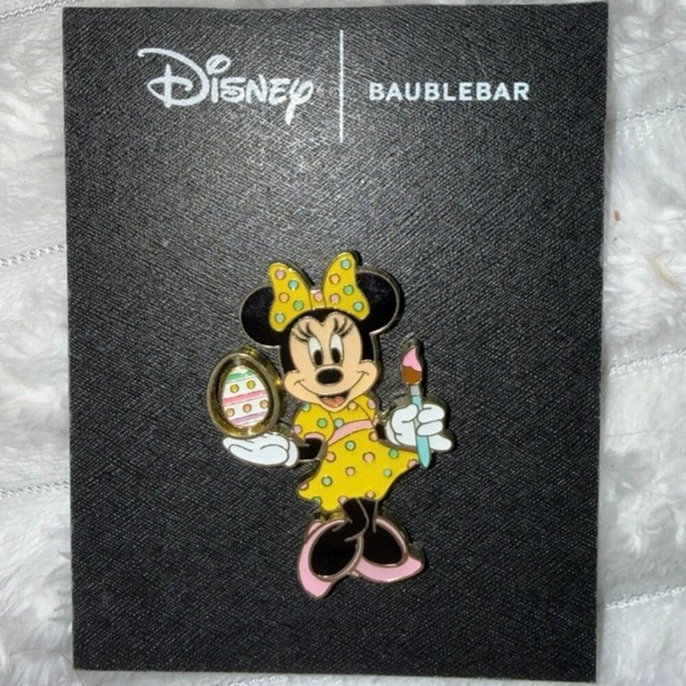 Disney Baublebar Minnie Mouse Easter Spinning Egg Pin new on card spring dress